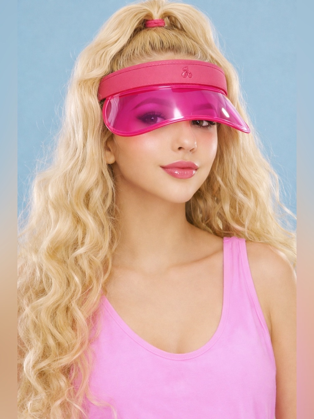 Zara neon pink clear visor hat, open back headband 10 - 14 years